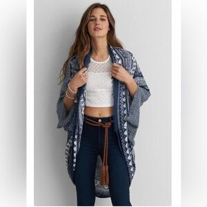 American Eagle Mandala Boho Hippie Retro Vintage Look Cocoon Poncho PINKOne Size